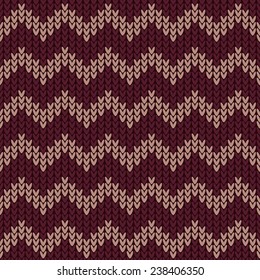 Chevron knitted sweater seamless pattern with Marsala trendy colors. Vector illustration EPS8