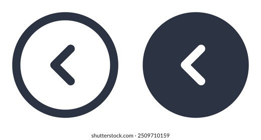 Chevron Left in Circle simple icons set designed in filled, outline, line and stroke style