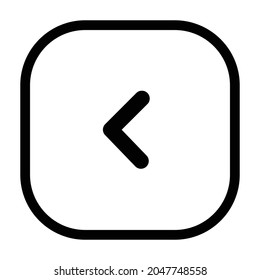 chevron left Icon. Flat style rounded rectangle isolated on white background. Vector illustration
