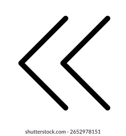 Chevron left outline icon for back, previous page, and menu navigation.