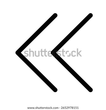 Chevron left outline icon for back, previous page, and menu navigation.