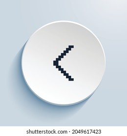 chevron left pixel art icon design. Button style circle shape isolated on white background. Vector illustration