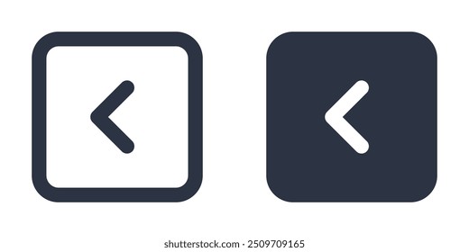 Chevron Left in Rounded Square simple icons set designed in filled, outline, line and stroke style