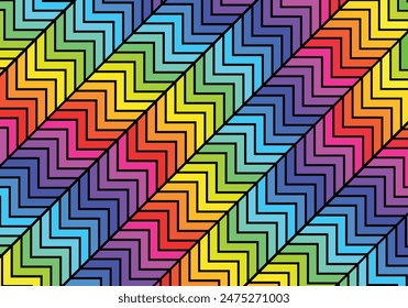 Chevron line multi color diagonal composition. Rainbow color chevron geometric for background design.