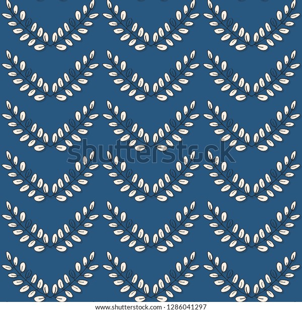 Chevron Lines Leaves On Blue Background Stock Vector Royalty Free 1286041297