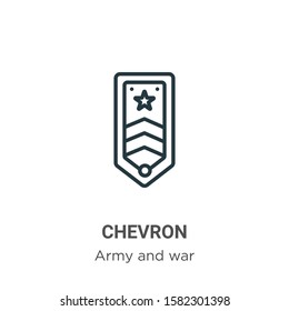 Chevron outline vector icon. Thin line black chevron icon, flat vector simple element illustration from editable army concept isolated on white background