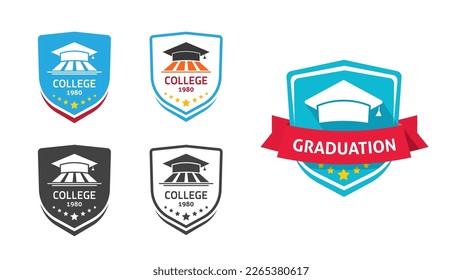 Chevron patch crest graduation ribbon for university college school emblem vectorChevron patch crest graduation logo ribbon for university college school emblem vector icon illustration graphic print