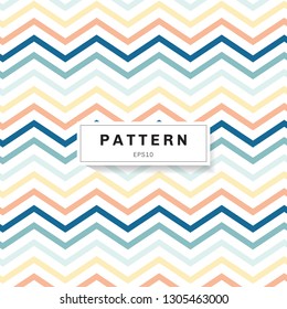 Chevron pattern pastels color on white background. Blue, yellow, pink zig zag. Vector illustration
