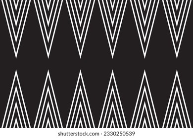 Chevron pattern vector. Design ethnic style white on black background. Design print for illustration, texture, textile, wallpaper, background. Set 5