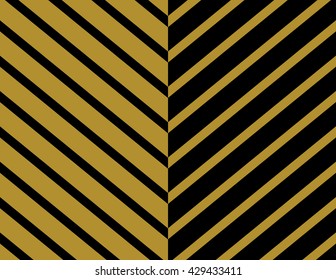 Chevron pattern wallpaper design set in gold and black. Seamless vector texture paper background.