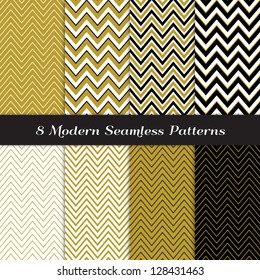 Chevron Patterns in Black, Gold and White. Classic neutral colors! Pattern Swatches made with Global Colors - easy to change all patterns in one click.