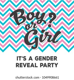 Chevron Pink and Blue Gender Reveal Party Invitation