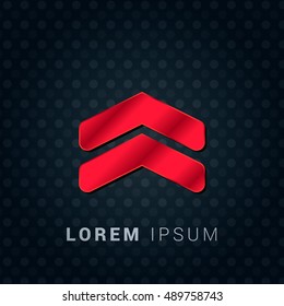 Chevron Red chromium precious metallic 3D Icon / Logo Design