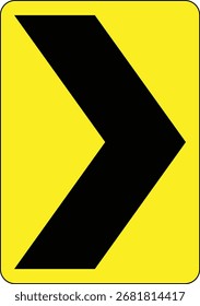 Chevron right alignment road sign symbol in yellow rectangle for sharp curve.
