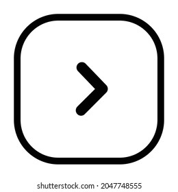 icono de chevron derecho. Rectángulo redondeado de estilo plano aislado en fondo blanco. Ilustración del vector