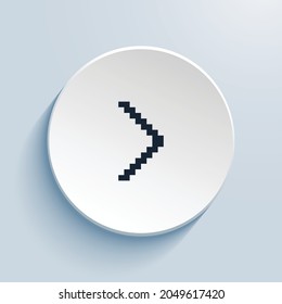 chevron right pixel art icon design. Button style circle shape isolated on white background. Vector illustration