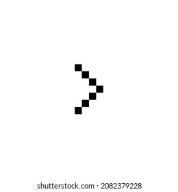 diseño de icono perfecto de píxel derecho chevron. Diseño de estilo plano aislado en un fondo blanco. Ilustración del vector