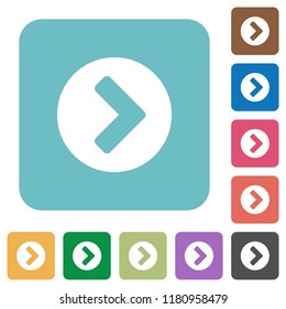 Chevron right white flat icons on color rounded square backgrounds
