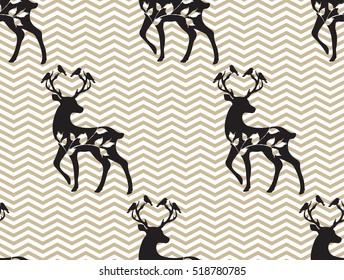chevron seamless background with deers 