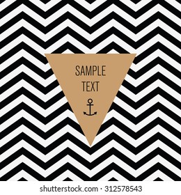 Chevron seamless pattern background vector card with gold. Hipster card. Sample text 