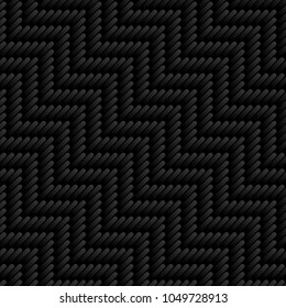Chevron seamless pattern. Black herringbone tileable knitting vector background.