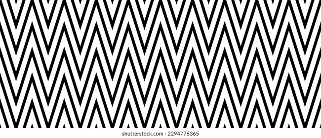 Chevron seamless pattern. Black and white herringbone background. Repeating zig zag texture with diagonal lines. Vector illustration and wallpaper