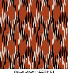 Chevron seamless pattern. Classic Ikat style ornament. Folk geometric background. Zigzag print with dashed lines texture. Vector abstract illustration.