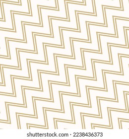 Motif Chevron harmonieux. Le zigzag de la diagonale ornait. Image vectorielle lignes dorées et blanches, zig zag rayé. Texture simple abstraite d'arrière-plan géométrique doré. Conception répétée pour l'impression, la décoration, le fond d'écran