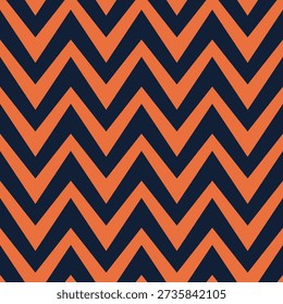 Chevron seamless pattern. Graphic black and orange chevron or zig zag pattern. Vector illustration