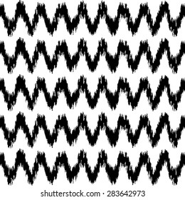 Chevron seamless pattern. Modern design.Black and white hipster  background with grungy zigzag stripes. Vector illustration. Freehand texture. Classic chevron wallpaper.