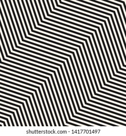 Chevron seamless pattern. Vector texture with thin diagonal zigzag lines, stripes. Black and white abstract geometric background. Simple modern monochrome minimalist ornament. Repeatable design