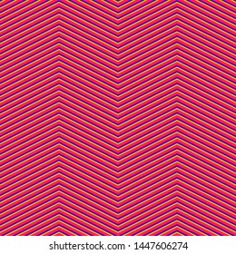 Chevron seamless pattern. Vector texture with thin zigzag lines, diagonal stripes. Colorful abstract geometric background. Simple modern ornament in purple, magenta and yellow color. Trendy design