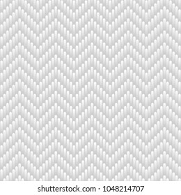 Chevron seamless pattern. White herringbone tileable knitting vector background.