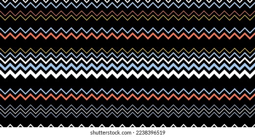 Chevron seamless pattern. Zigzag fashion design. Zigzag seamless vector texture. Colorful zigzag geometric sweater ornament.