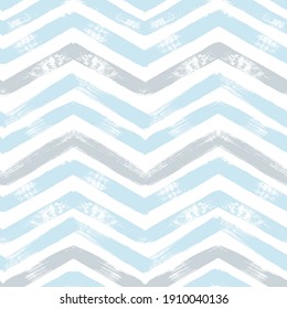 Patrón vectorial sin costuras de Chevron. Fondo para niños con bandas de color de agua, Impresión azul de zigzag abstracta, textura de rayas gráficas modernas, fondo de líneas pastel.