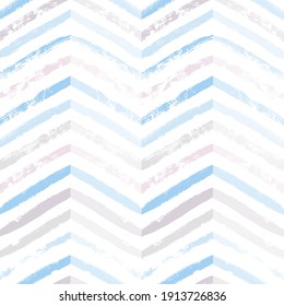 Chevron seamless vector pattern. Watercolor stripe kids background, Abstract zigzag blue print, Graphic modern striped texture, pastel lines backdrop.