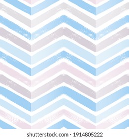 Chevron seamless vector pattern. Watercolor stripe kids background, Abstract zigzag blue print, Graphic modern striped texture, pastel lines backdrop.
