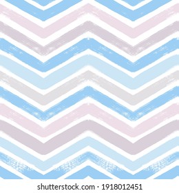 Chevron seamless vector pattern. Watercolor stripe baby background, Abstract zigzag blue print, Graphic modern striped texture, pastel lines backdrop.