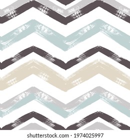 Chevron seamless vector pattern. Watercolor stripe background, Abstract zigzag print, Graphic striped texture, brown lines backdrop.