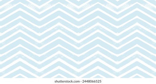 Chevron seamless vector pattern. Watercolor stripe kids background, Abstract zigzag blue print, Graphic striped texture pastel lines.