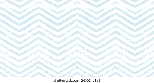 Chevron seamless vector pattern. Watercolor stripe kids background, Abstract zigzag blue print, Graphic striped texture pastel lines.