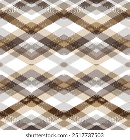 Motif d'Image vectorielle harmonieux Chevron. Arrière-plan à l'aquarelle, rayures marron, impression en zigzag au pinceau, texture graphique rayée