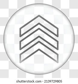 Chevron simple icon. Flat design. Glass button on transparent grid.ai