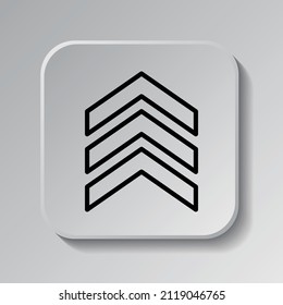 Chevron simple icon. Flat desing. Black icon on square button with shadow. Grey background.ai