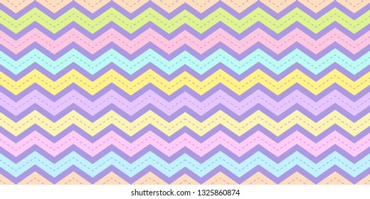 Chevron stripe pattern seamless in pastel color. Zig zag rainbow texture background for kid fabric print, wallpaper, wrapping paper, textile, baby background, banner and card design.