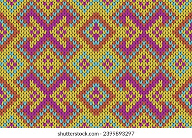 chevron stripes knitting texture geometric seamless pattern. Design for carpet, wallpaper, clothing, wrapping, batik, fabric, crochet, knitted, sweater, knit embroidery style.