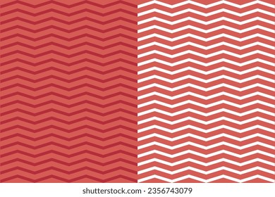 Chevron style pattern vector. Design sloping lines white and light red on red background. Design print for illustration, textile, texture, wallpaper, background. Set 8b