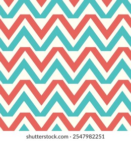 Chevron teal decorative seamless pattern background. Abstract zig zag pattern background. Two-color ornament.