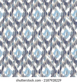 Chevron traditional pattern seamless blue with black background. Artistic ethnic design home style, hand made textures ikat, Aztec backdrop.