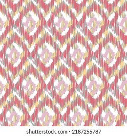 Chevron traditional pattern seamless red with yellow background. Artistic ethnic design home style, hand made textures ikat, Aztec backdrop.